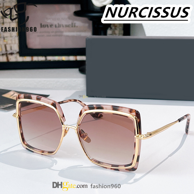 Designer sunglasses for women men oversized famous vintage acetate bold frame classic nylon lenses Ornamental multicolors anti UV400 protection NURCISSUS