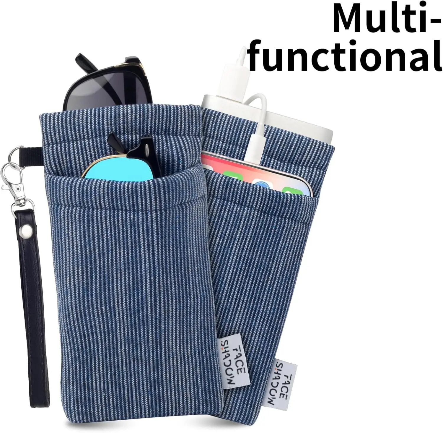 Double Glasses Case Soft Eyeglass Case for Women Men Squeeze Top Sunglasses Pouch with Cleaning Cloth DIY Cute Keychain with Bag 260107