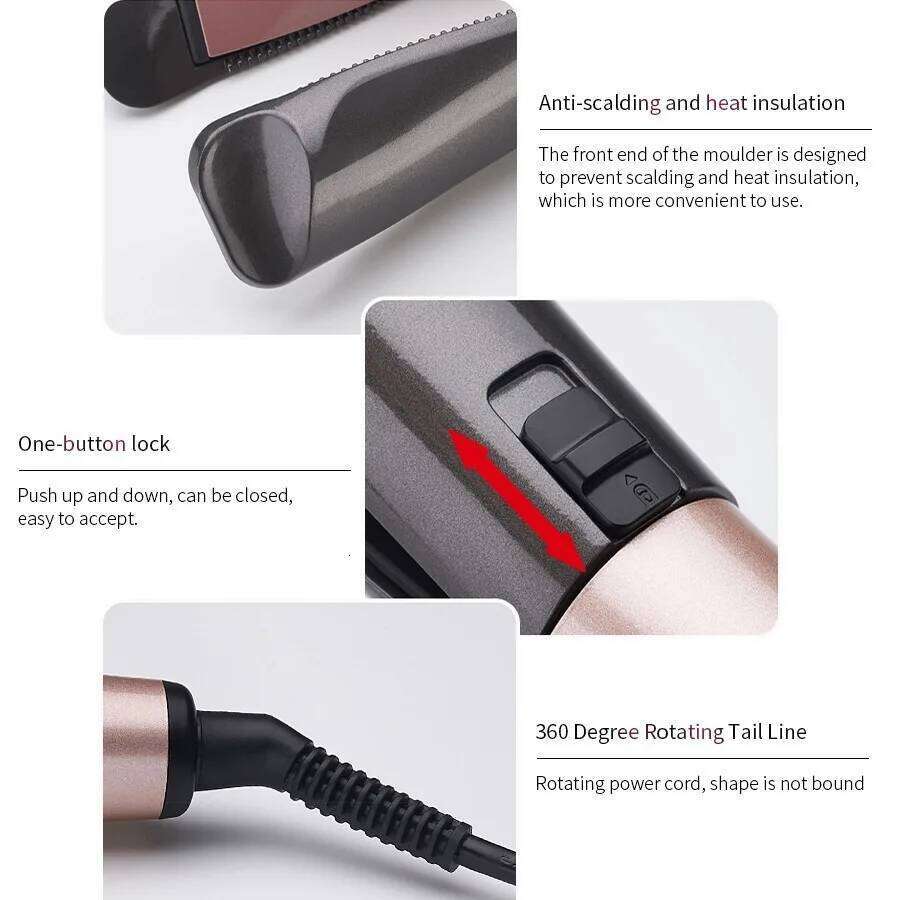 2025 New Hair Straightener Curler 2 in 1 Negative Ion Fast Heating Styling Professional Flat Iron Curling Tool Home Travel H260110