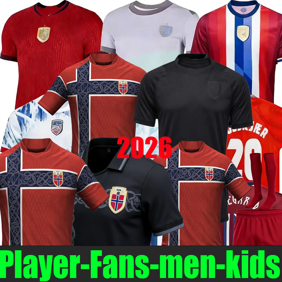 2026 Norway World Cup Home Soccer Jerseys HAALAND STRAND Sorloth Odegaard BERG NUSA 25 26 National Team 24 27 Lifestyle Away Player Football Shirt Men Kids Kit 888