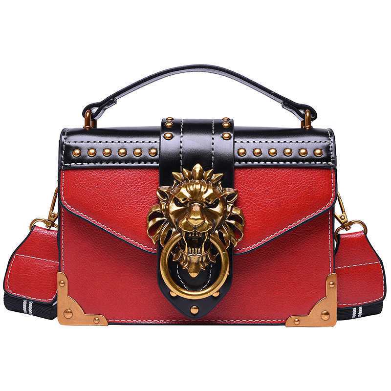 European & American Fashion Crossbody Bag Retro Lion Head Studded Handbag Women's Shoulder Bag
