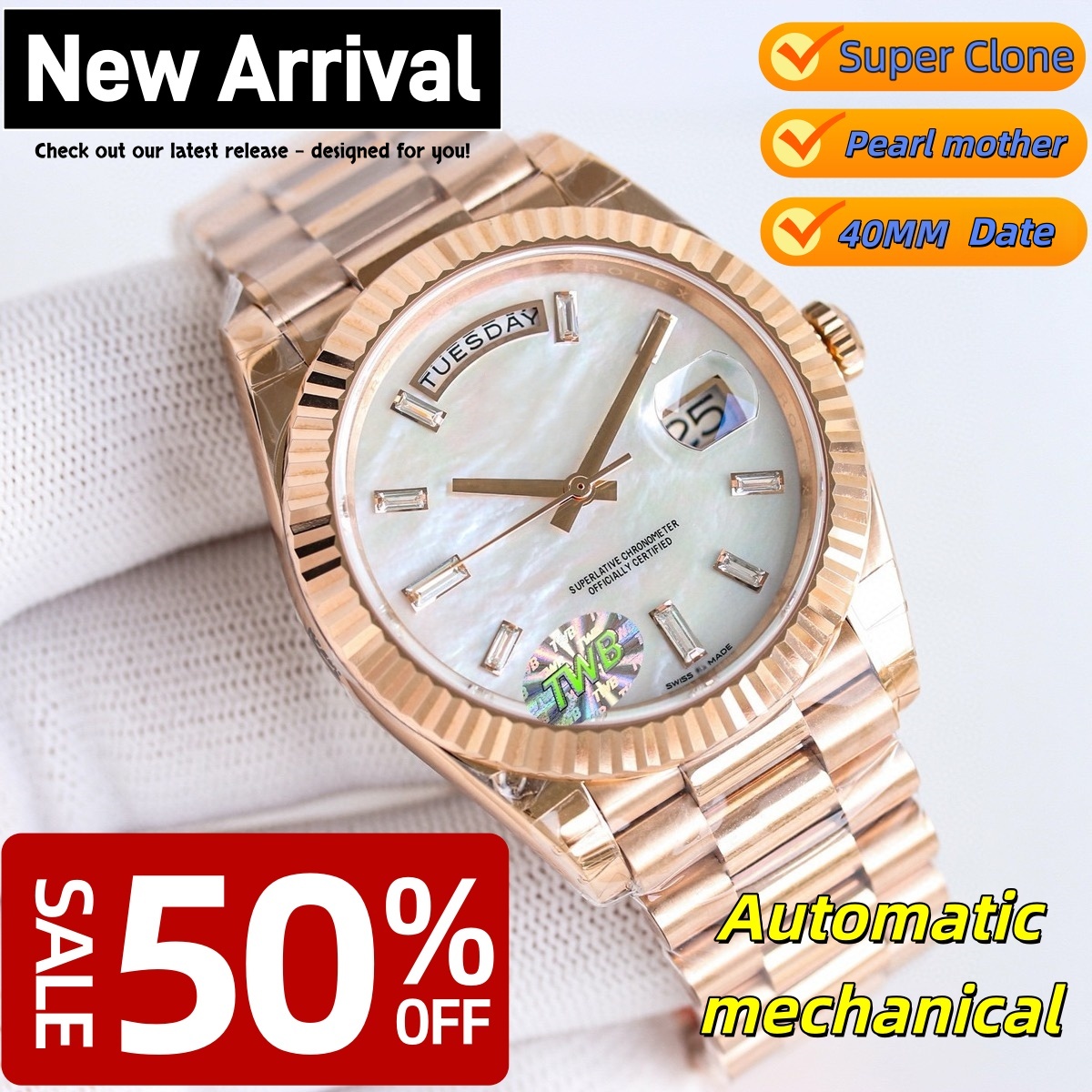 watchs mens watch super clone watchs luxury watch designer watch jason007 watch automatic watch 40MM high quality watch 904L Stainless steel day-date watch