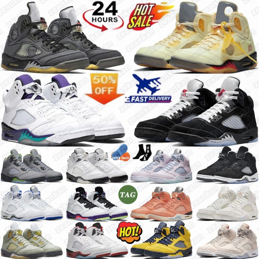 j5 Designer Basketball Shoes 5s Trainers Medium Soft Pink Fire Red Black Tongue Alternate Grape White Sail Raging Bull UNC University BlEKy#