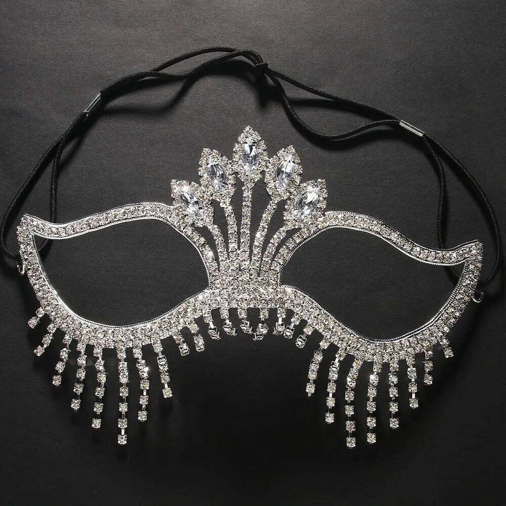 Rhinestone Tassel Veil Masks Full Women Chains Face Mask Masquerade Dance Party Performance Sexy Facial Accessories Jewelry 26H0110