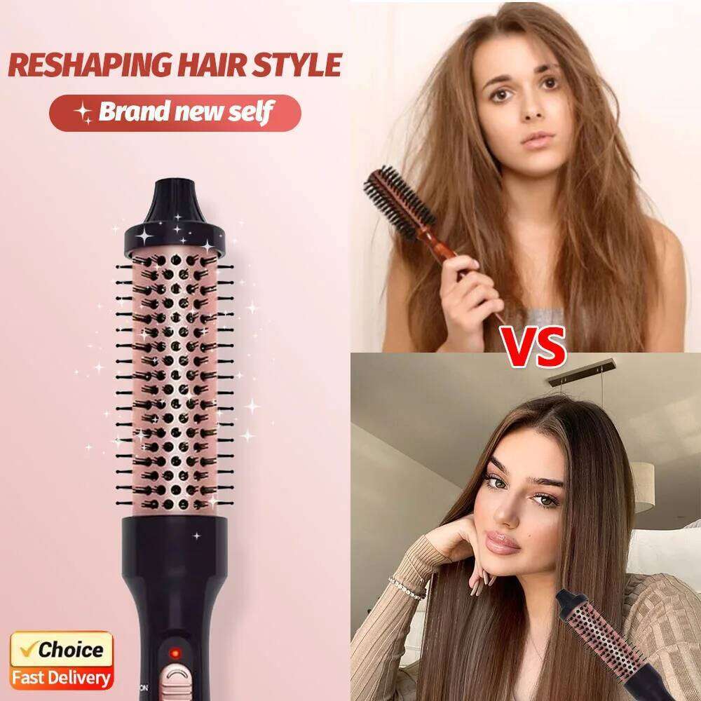3 in 1 Thermal Heated Curling Iron Ceramic Hair Curler Volumizing Brush PTC Heating Styling Tool Home Travel Use H260110