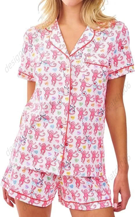 Designer Rollers Rabbits Pjs Set Womens Cute Pants Pamas Monkey Prefabricated Pama Short Shirt Shorts Set Casual Wear Fashion Matching Home Pajamas Adults Women 6ca
