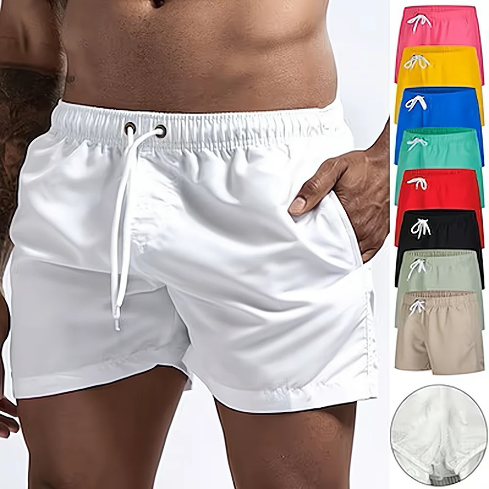 Mens Swim Shorts Swim Trunks Quick Dry Board Shorts Bathing Suit Breathable Drawstring With Pockets for Surfing Beach Summer260107