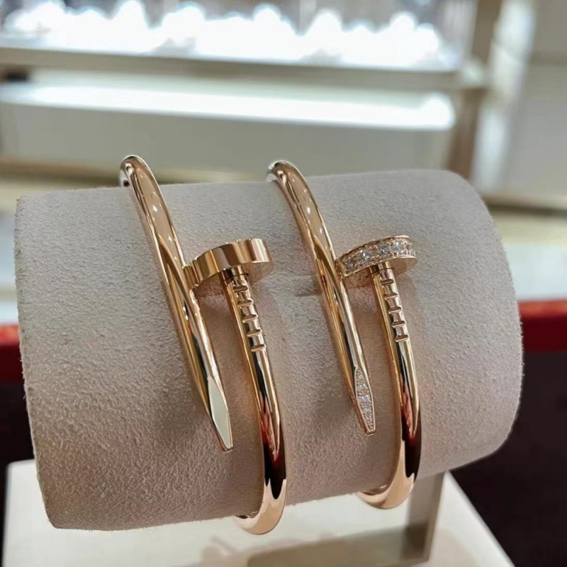 Women Bracelet Kajia High Version 925 Silver Classic Nail CNC Precision Thick Plated Three Circle Head And Tail Diamond Light Luxury Fashion Bracelet