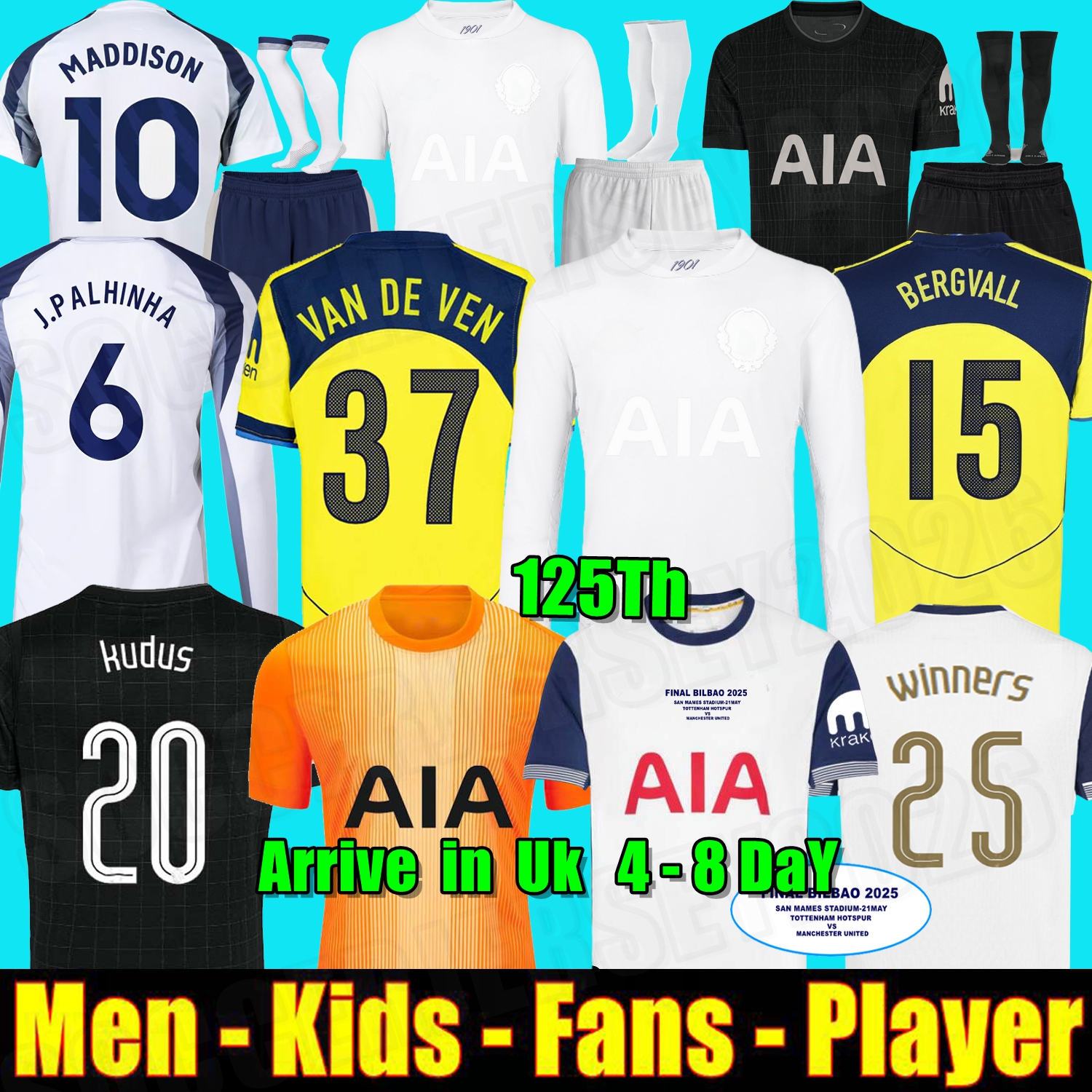 24 25 26 Soccer Jerseys 2025 2026 Football shirt VAN DE VEN KULUSEVSKI MADDISON VICARIO GRAY BERGVALL final Winners KUDUS ROMERO XAVI SIMONS 1901 125th Anniversary
