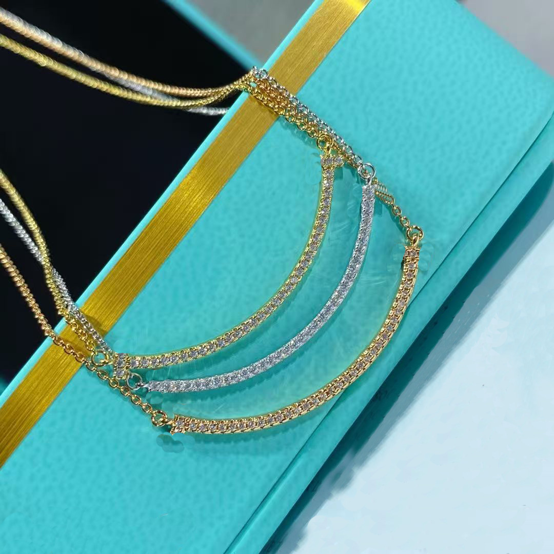 necklace designer necklace for women luxury jewelry silver plating metal diamonds love smile thin letter charm necklace lovely Valentines day gift