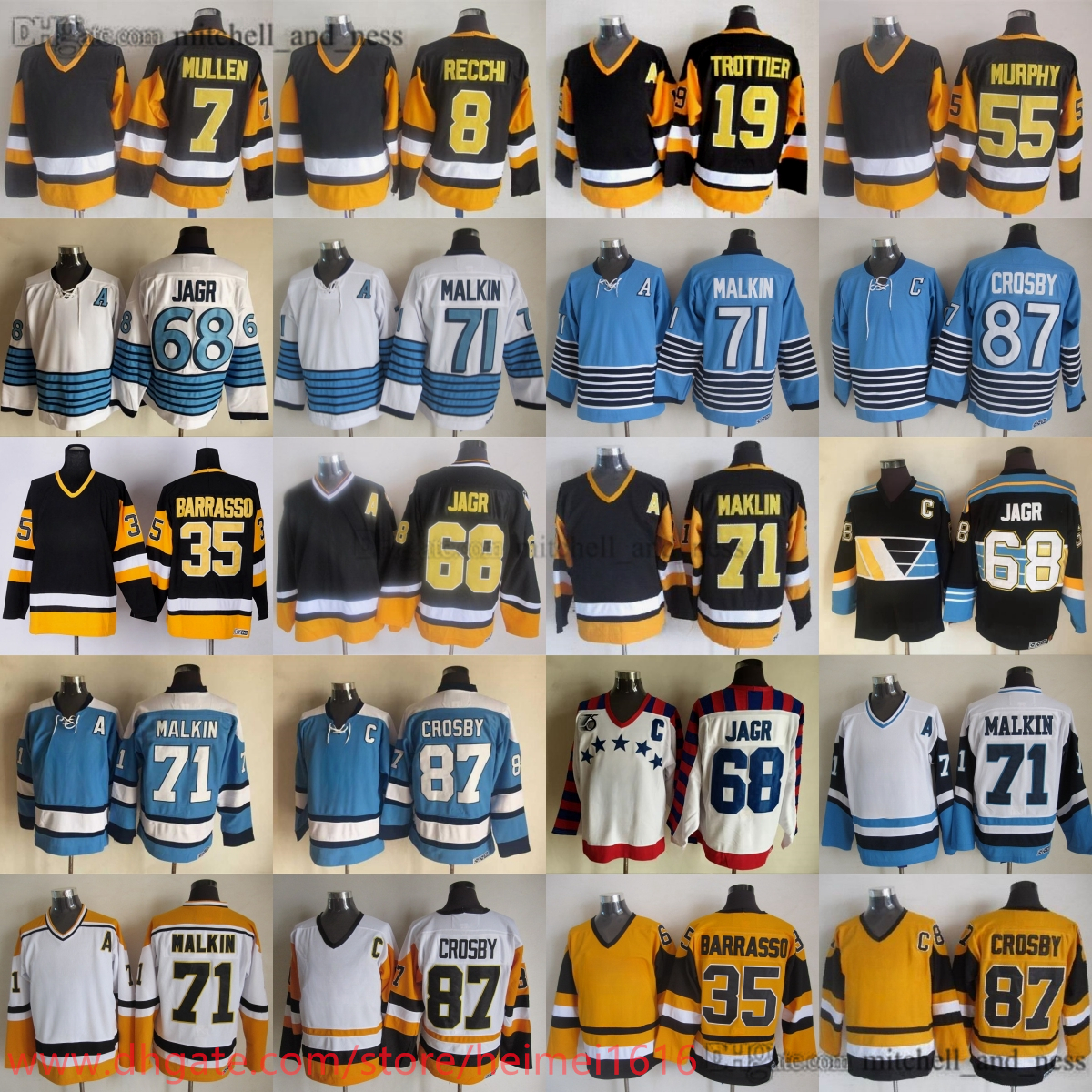 Movie CCM Vintage Hockey 68 Jaromir Jagr Jersey Retro Embroidery 77 Paul Coffey 71 Evgeni Malkin 7 Joe Mullen 19 Bryan Trottier 55 Larry Murphy Jerseys Ice Sport Crosby