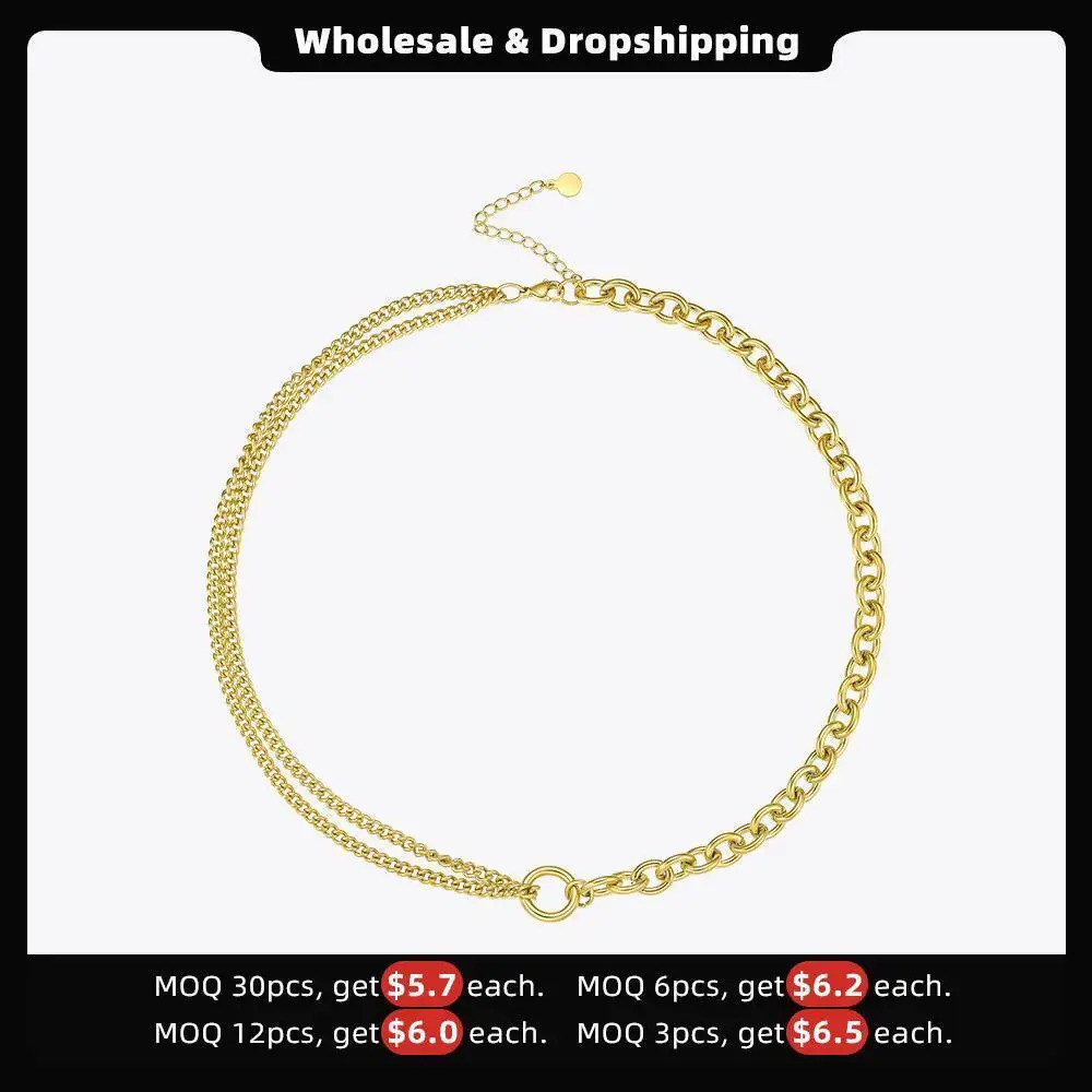 ENFASHION Link Chain Choker Necklace Women Gold Color Stainless Steel Necklaces Friends Gifts Fashion Jewelry Collier P3070 260107 - view 3