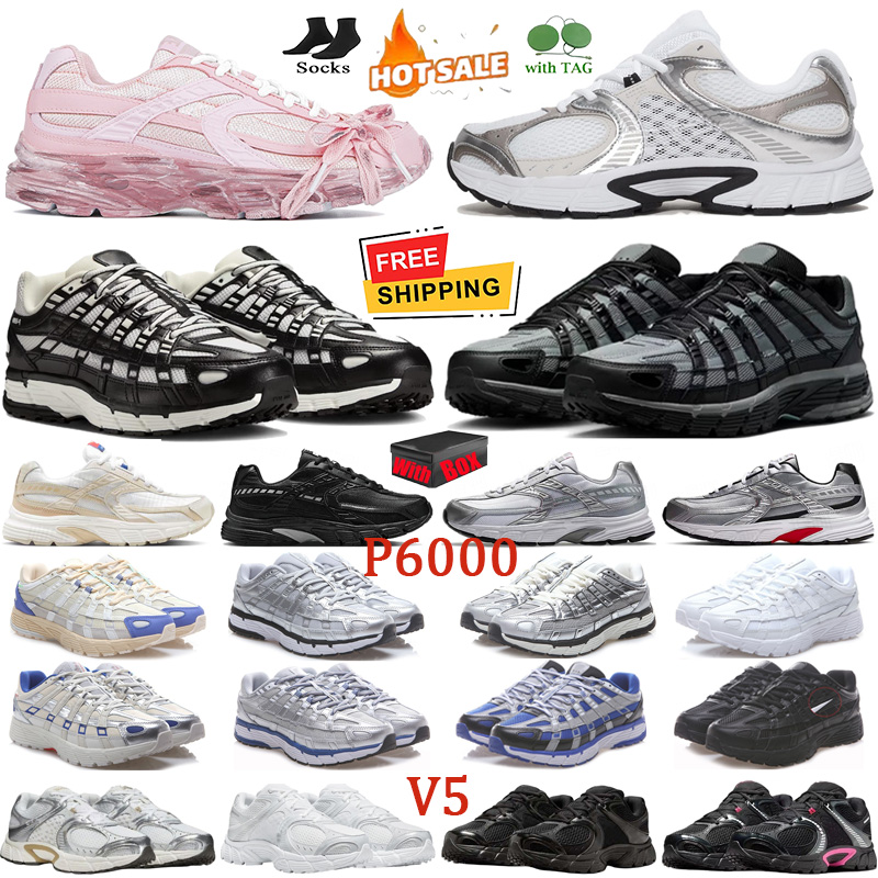 Free Shipping with box P6000 V5 Designer Shoes sneakers Running Shoes Sports Shoes Black Grey White Vast Grey Sail Metallic Silver Army Cargo Khaki Trainers eur 36-45