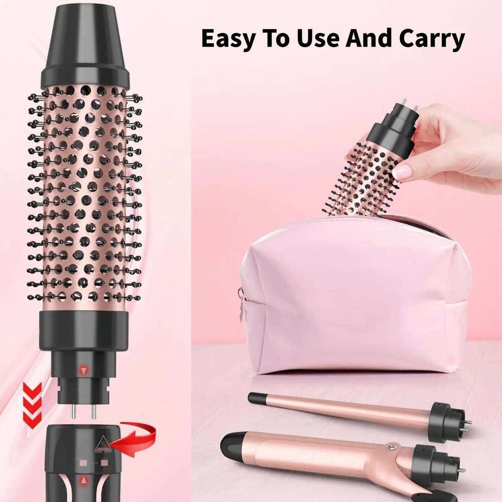 5 in 1 Curlers Set with Curling Brush, 0.35-1.25 Curler Wand for Hairstyle Heat Resistant Gloves and Hair Clip H260110