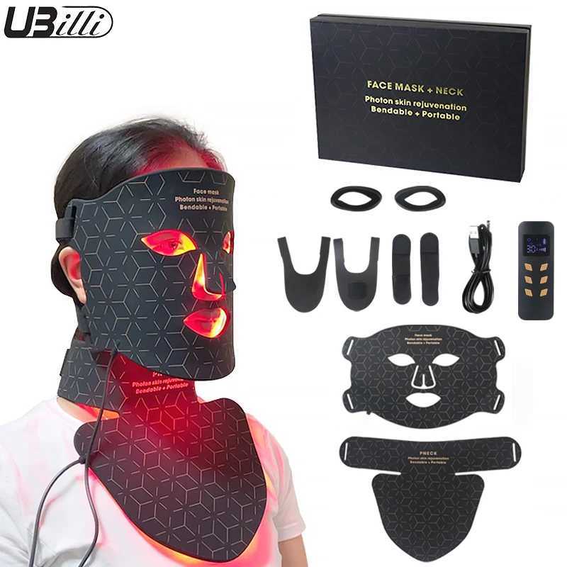 Face Care Devices Silicon 4 Colors Light LED Facial Mask With Neck Beauty Infrared Red Photon Therapy Skin Rejuvenation Home Use 260110