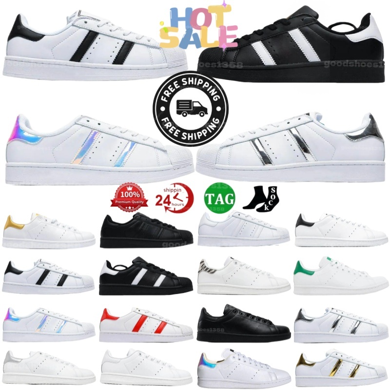Free delivery designer shoes superstar classic casual shoes men women outdoor running sports shoes mesh breathable plate shoes rubber toe black white
