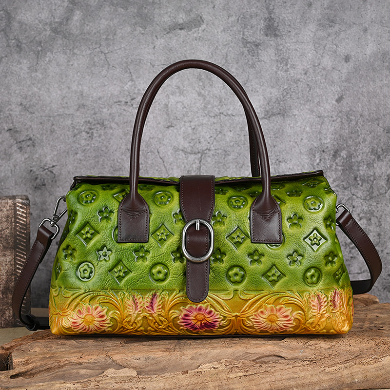 Free Shipping 2026 New Design Vintage Oriental Style Embossed Handbag Premium Light Luxury Versatile Fashion Tote Bag High Quality Mother Gift