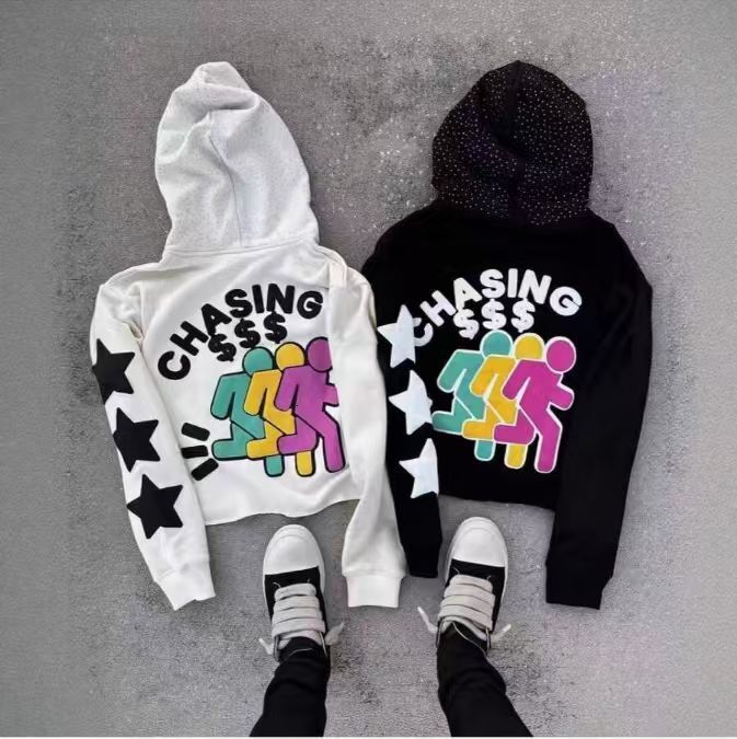 2026 Men's Casual Luxury American Street Hip-hop Style 3D Printed Hooded Sweatshirt Xiao Xiangfeng Personalized Style Design Loose Women's S