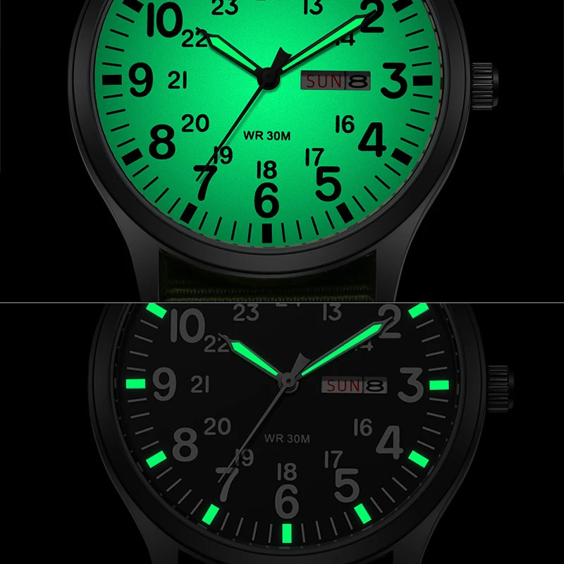 2024 TPW Field Watch Easy Reading Fabric Strap 24 Hours Display Quartz Movement 260109