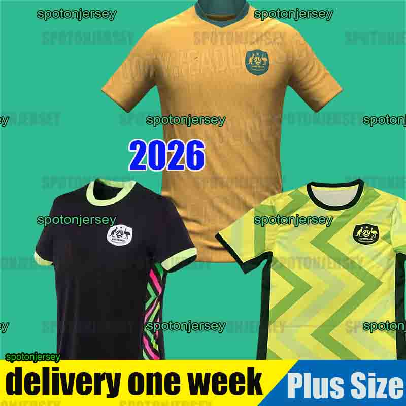 3xl 4XL Australia 2025 2026 Away Kit home green tops soccer jerseys black football shirts short sleeve men kids sets Australian national team women 2024 plus size