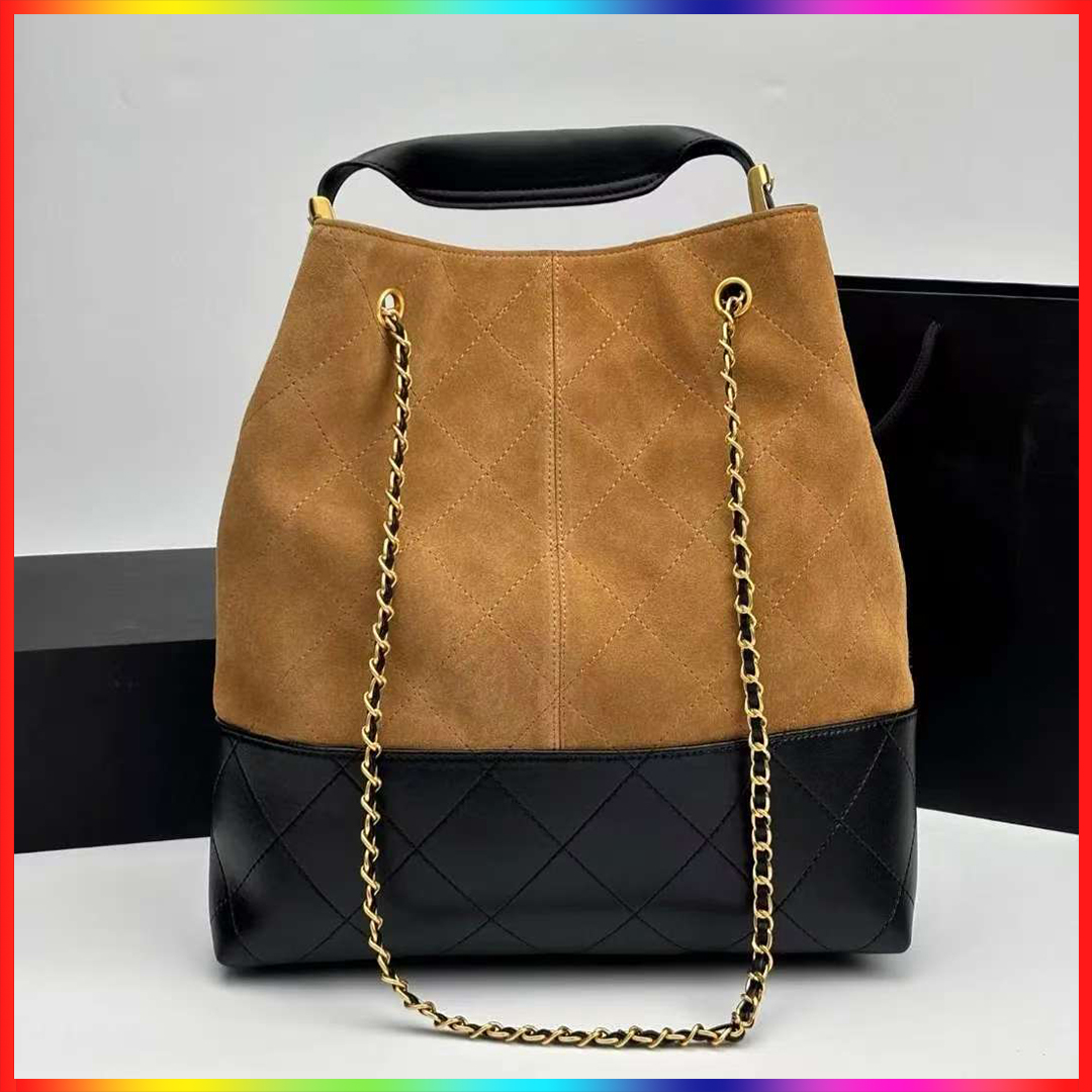 25A Designer bag Real Suede Leather Shoulder cc Bag Plaid Shopping Bag Women's Luxury Handbag Vintage Hobo Genuine Leather Patchwork Classic Crossbody bag bucket bag