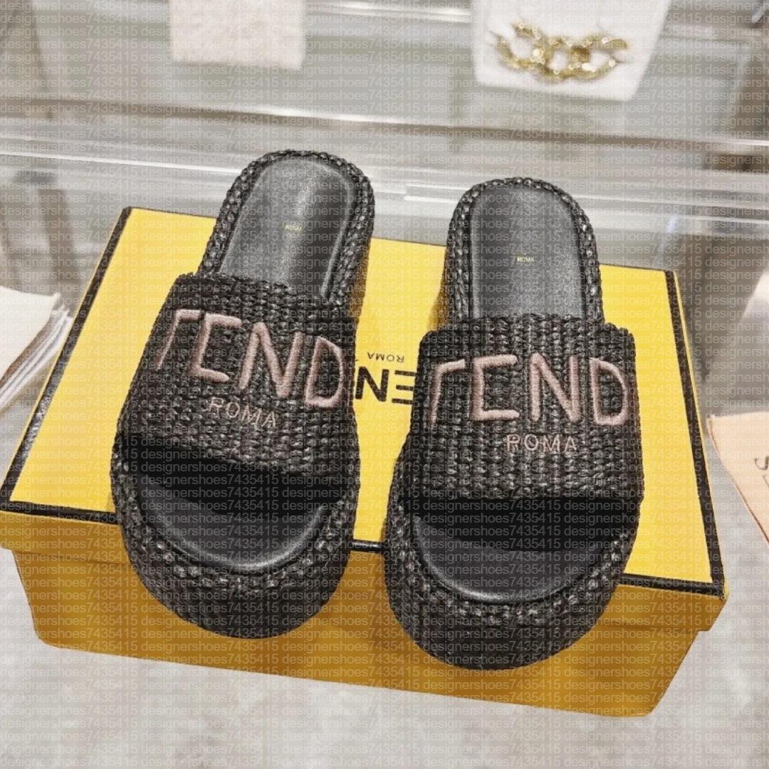 Lady Designer Sandal Womens Platform Shoe Weave Tazz Slipper Summer Beach Raffias Mule Slide Denim Sandale Luxury Wedge Casual Canvas Leather Sliders Travel Shoes