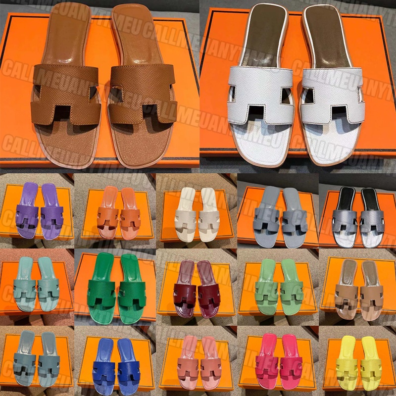 Designer Slides Indoor Slippers Bathroom Sandals Womens Luxury Triple Black White Brown Leather Suede Flat Slide Beach Ladies Outdoor Shoes