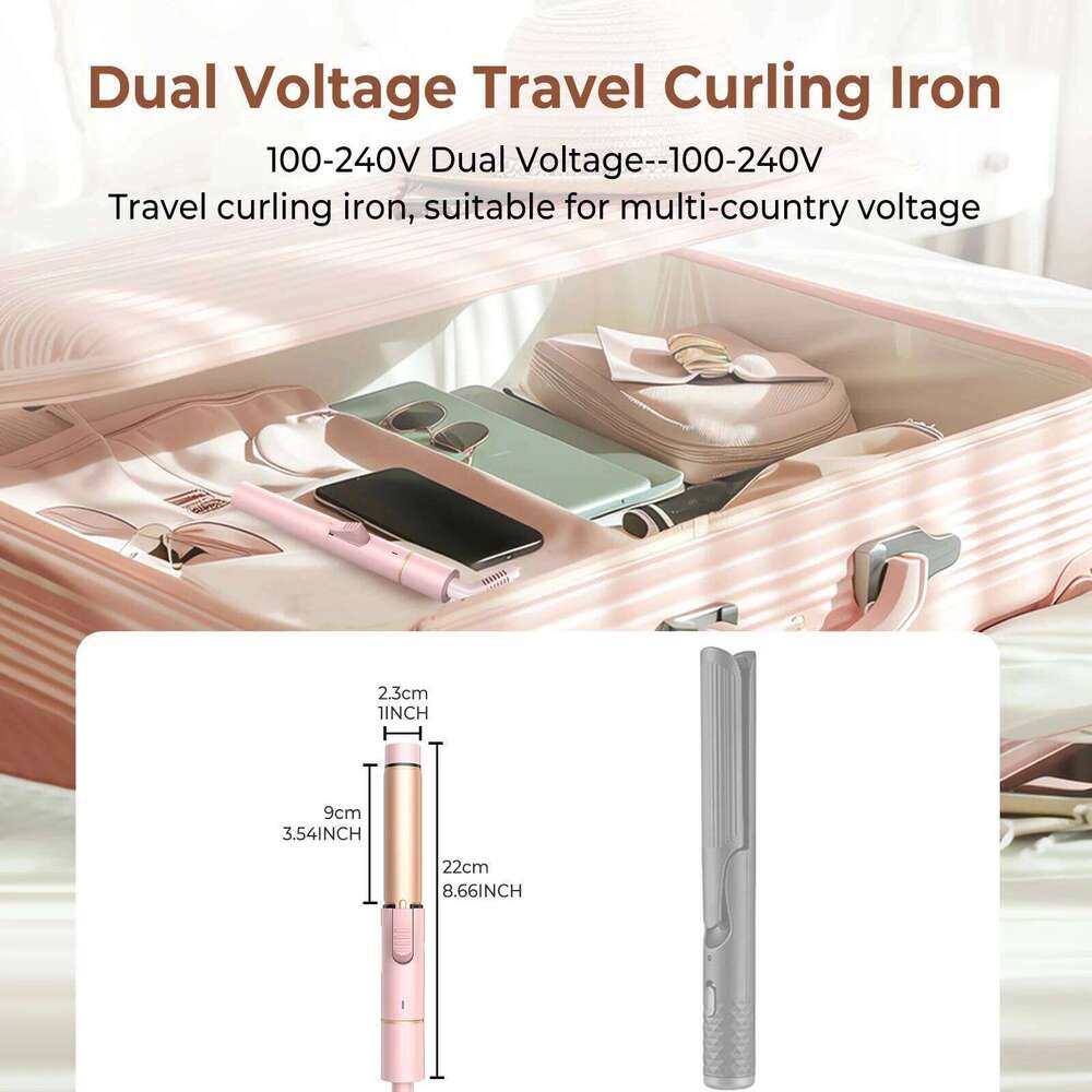Ceramic Mini 1 inch Short Hair, Small Hair Curler Iron for Travel, Dual Voltage Curling Wand H260110