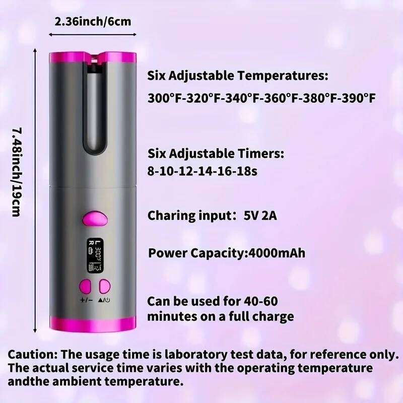 USB-C Wireless Charging Automatic Portable Curling Iron, Smart Home Personal Care Appliance, Ideal Holiday Surprise H260110