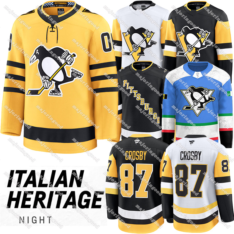 #87 Sidney Crosby pittsburgh hockey jersey penguin jersey Heritage Night Erik Karlsson Evgeni Malkin Bryan Rust Tristan Jarry Mathew Dumba Rutger McGroarty jerseys