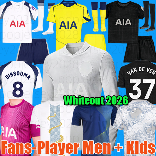 26 tottenham hotpsur Whiteout 2026 Special KOLO MUANI XAVI 25 26 Fan version MADDISON SON WERNER Soccer Jerseys KULUSEVSKI Football kits shirts Men kids kit