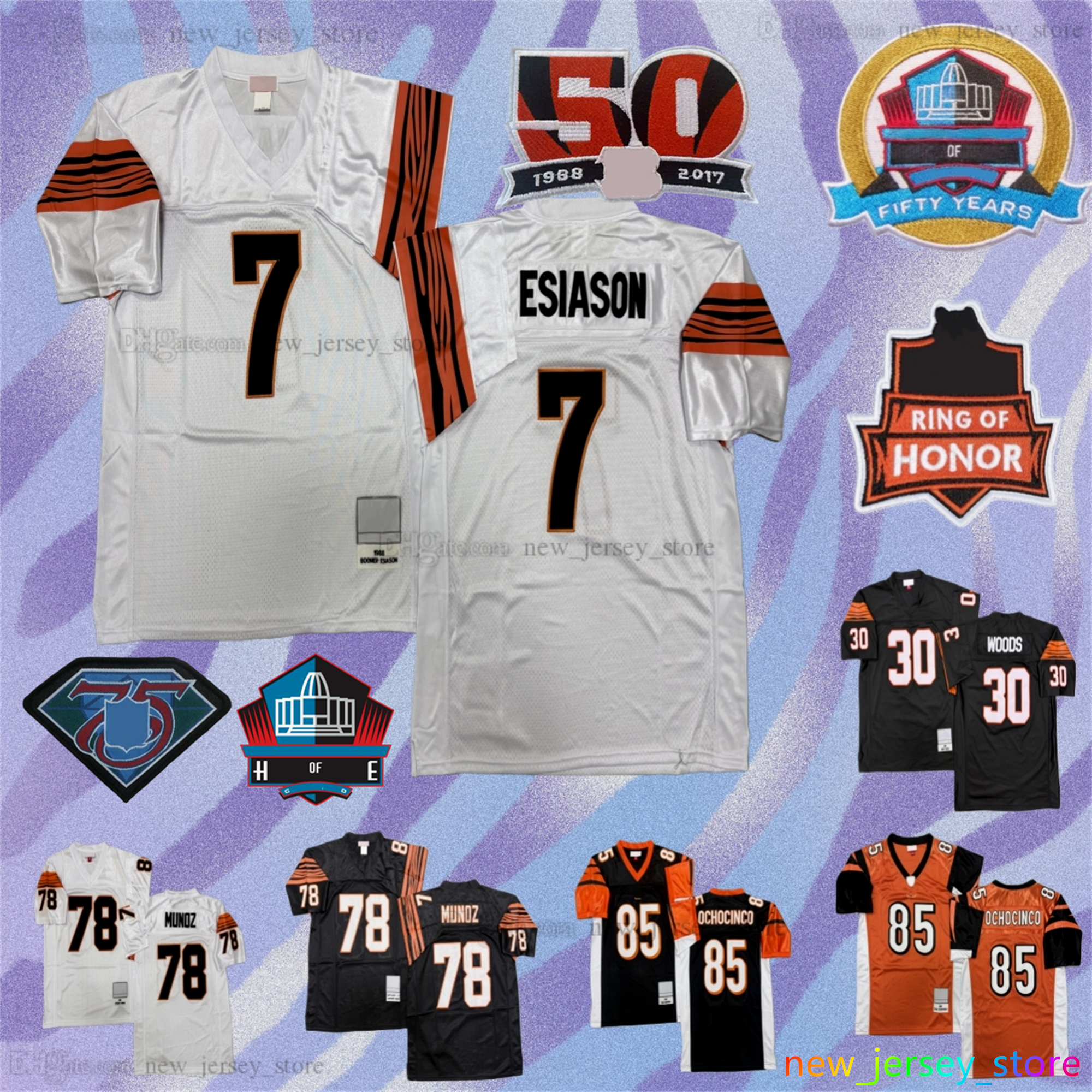 Custom S-6XL Throwback 1968 Football 85 Chad Ochocinco Jersey 78 Anthony Munoz 14 Ken Anderson 13 Ken Riley 69 Tim Krumrie 21 James Brooks Fulcher Classic Retro Jerseys