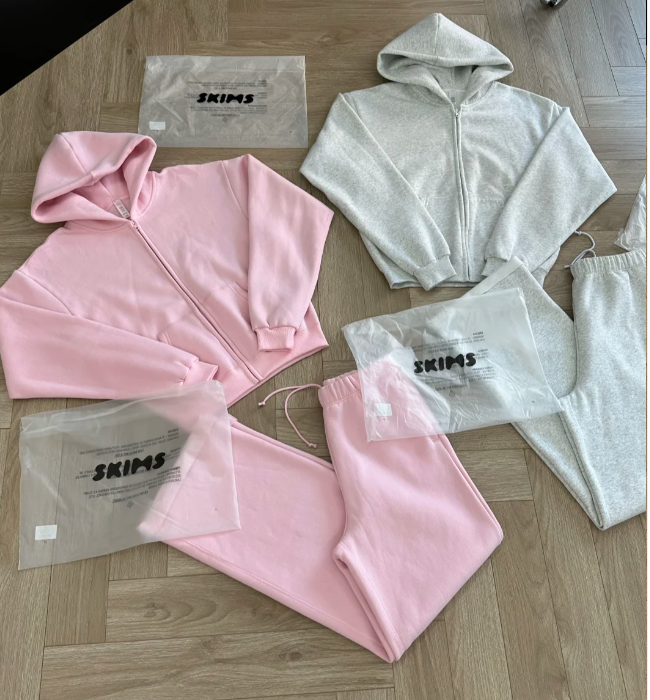 Skimss lounge Sets Women's Set Skims Outfit Zip Up Hoodie Pink Jacket Full Zip + Pants Sweatpants Sweat Long Clothes Outfit Sports Sportswear Yoga XS-L