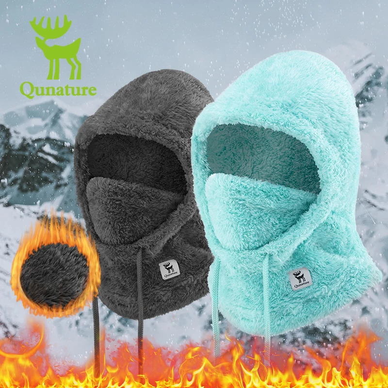 Qunature Skiing Mask Full Face Balaclava Hood Thicken Thermal Fleece Neck Protection Gaiter Winter Keep Warm Snowboarding Scarf 260107