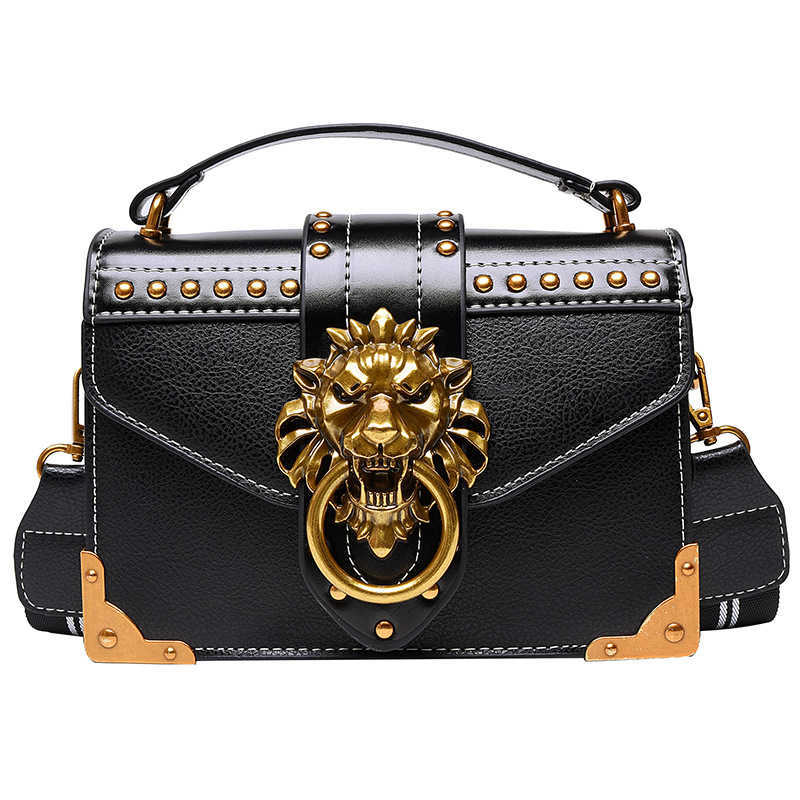 European & American Fashion Crossbody Bag Retro Lion Head Studded Handbag Women's Shoulder Bag