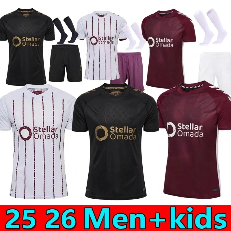2025 2026 Hartz of Midlothian Soccer Jerseys Hearts Home Fans BOYCE SHANKLAND DEVLIN VARGAS 2025 2026 McKay Mens kids kit socks full sets Football Shirts Uniforms