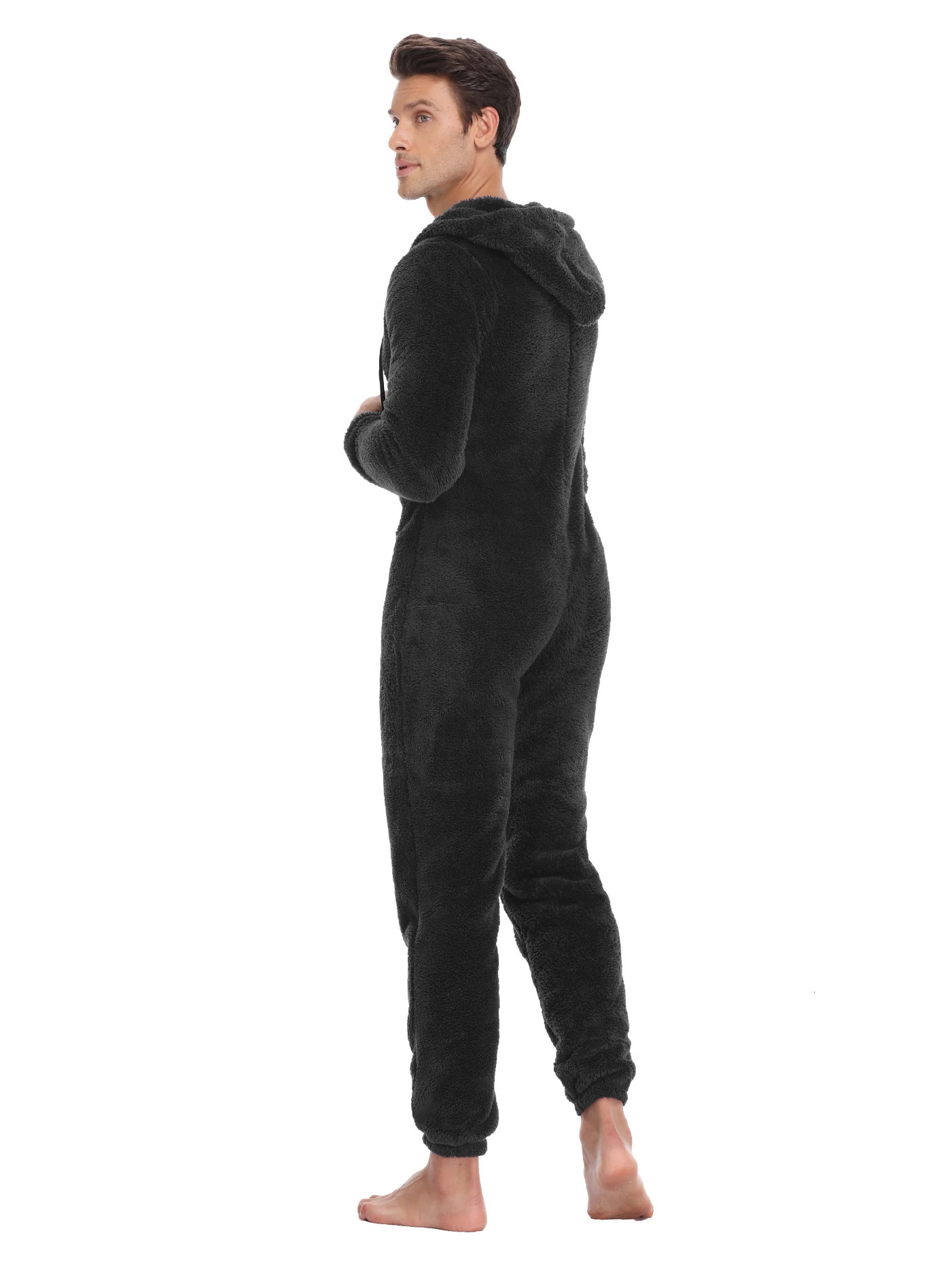 Mens Winter Warm Fluffy Teedy Fleece Pajama Onesie For Men Cozy Soft Plush Jumpsuit Romper Hooded 251231 - view 6