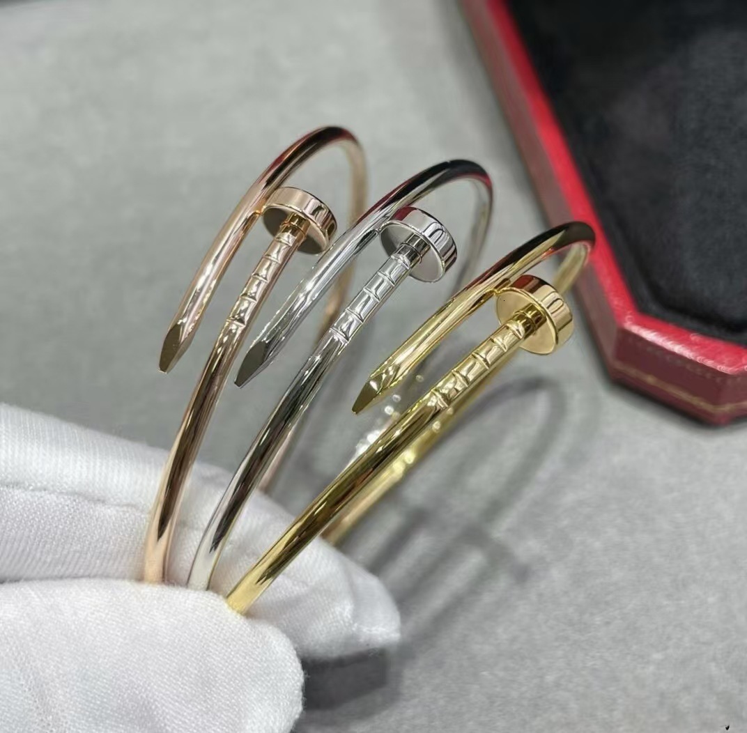 Women Bracelet Kajia High Version 925 Silver Classic Nail CNC Precision Thick Plated Three Circle Head And Tail Diamond Light Luxury Fashion Bracelet