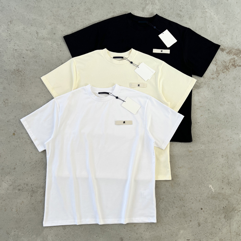 French Aesthetic Pure Color T Shirt Solid Casual Tee High Quality Cotton Chic Basic Top 26ss 0110