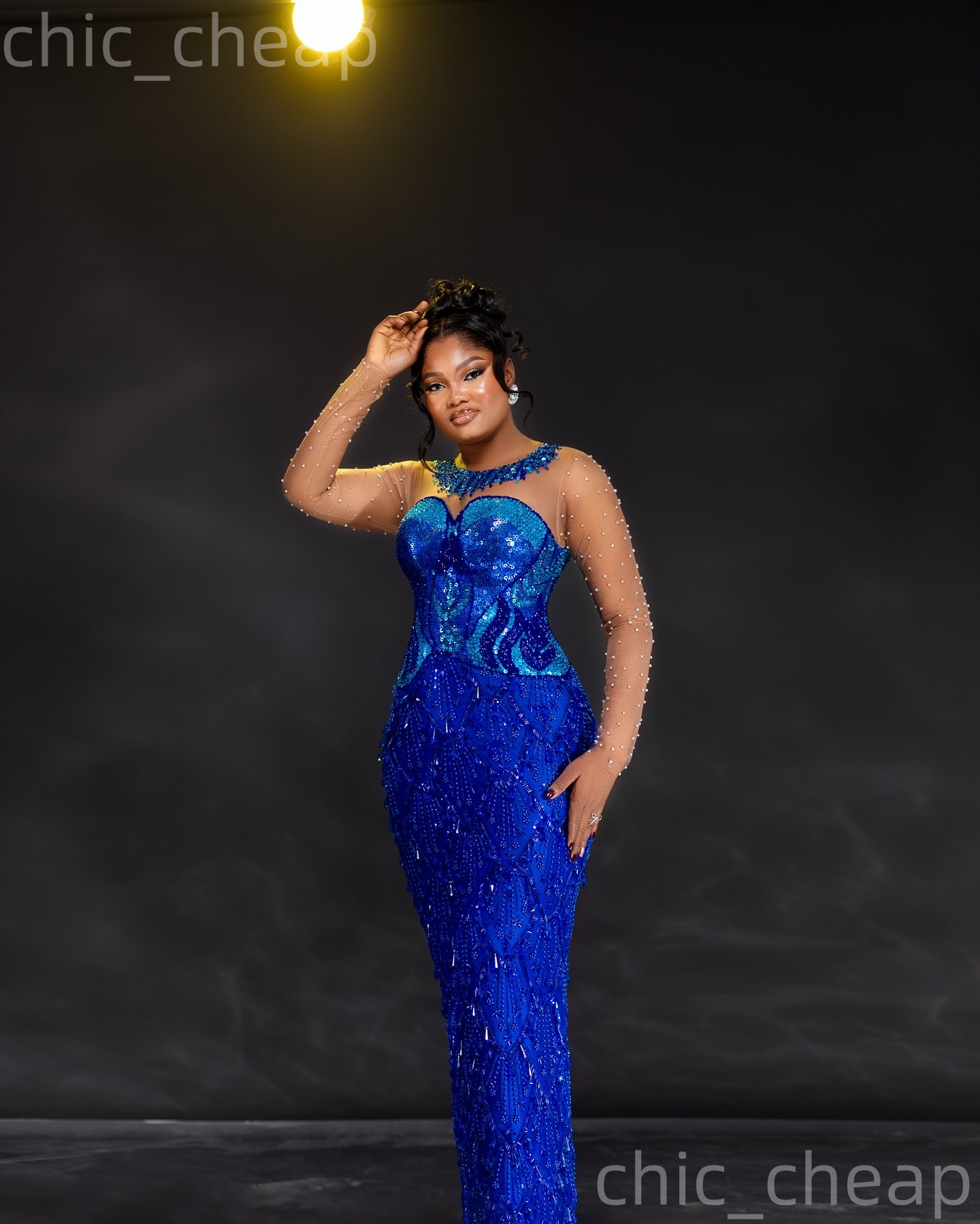 2026 Aso Ebi Royal Blue Sheath Prom Dresses Crystals Beaded Sequined Evening Formal Party Second Birthday Engagement Reception Gowns Dress For Special