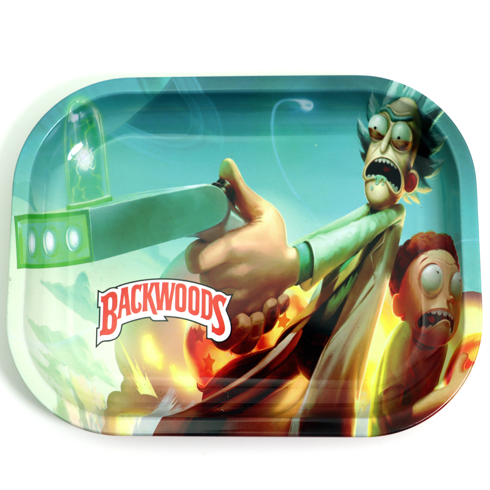 180*140mm 35 Styles Backwoods Cartoon Rolling Tray With lid Metal Cigarette Smoking Small Trays Dry Herb Tobacco Plate Case Storage Mini Machine Tool 