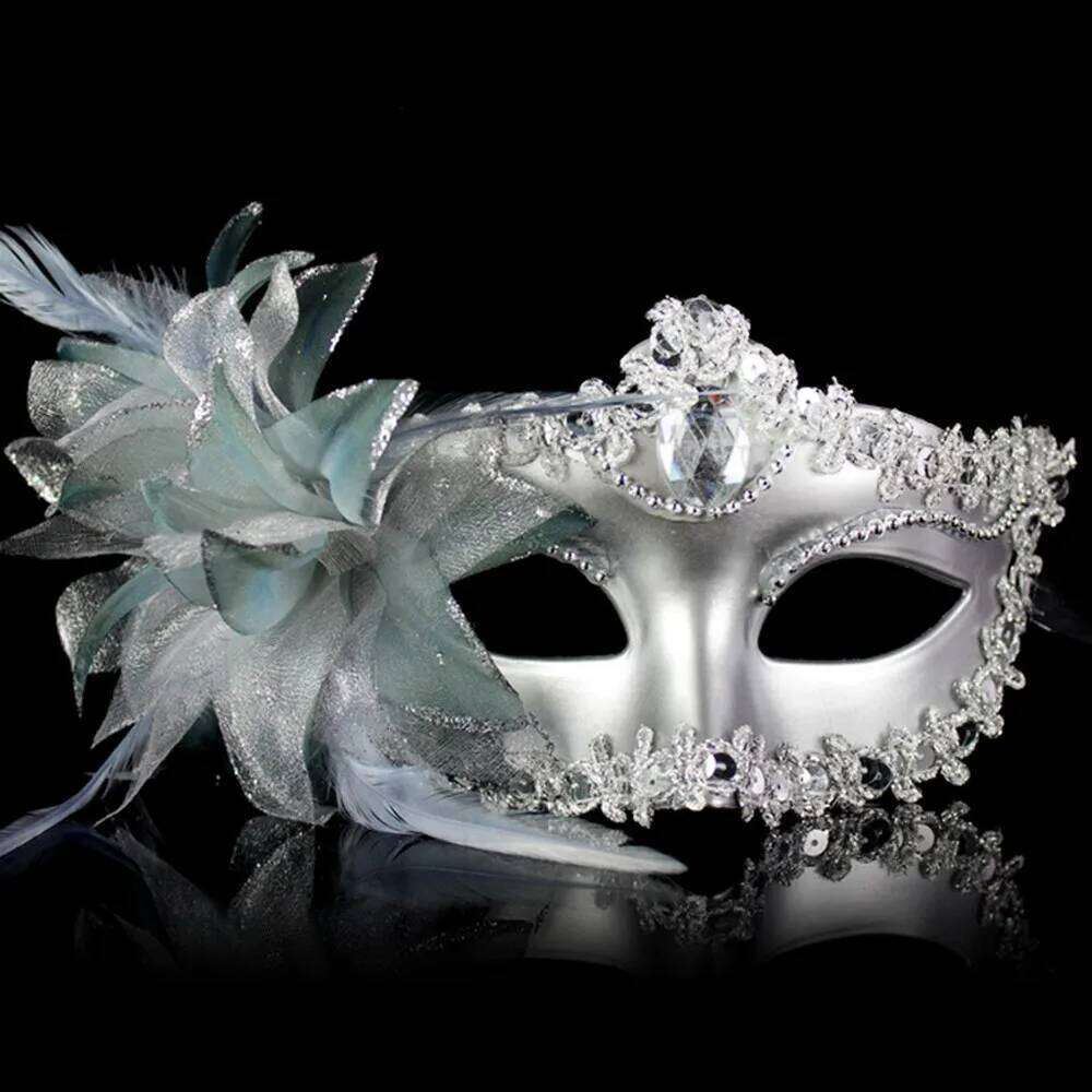 Dance Party Diamond Venetian Feather Flower Wedding Carnival Performance Costume Sexy Lady Mask Masquerade Christmas 2024 26H0110