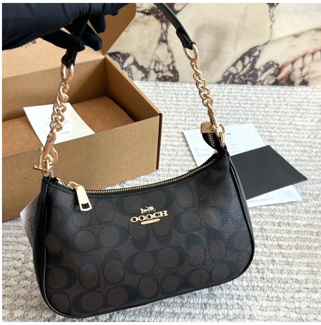 Teri bag designer bag shoulder bag leather luxury handbag classic print crescent bag chain bar diagonal cross bag wallet Underarm Bag Black Large Capacity Chain Bag