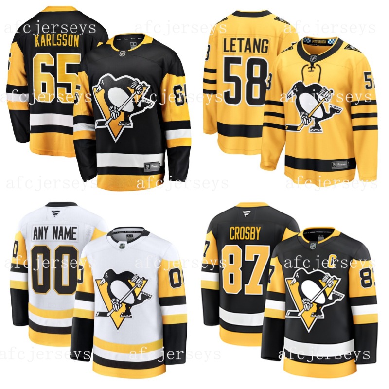 Custom Hockey Shirts 87 Sidney Crosby 71 Evgeni Malkin Kris Letang Erik Karlsson Bryan Rust Ice Hockey Jerseys For Fans