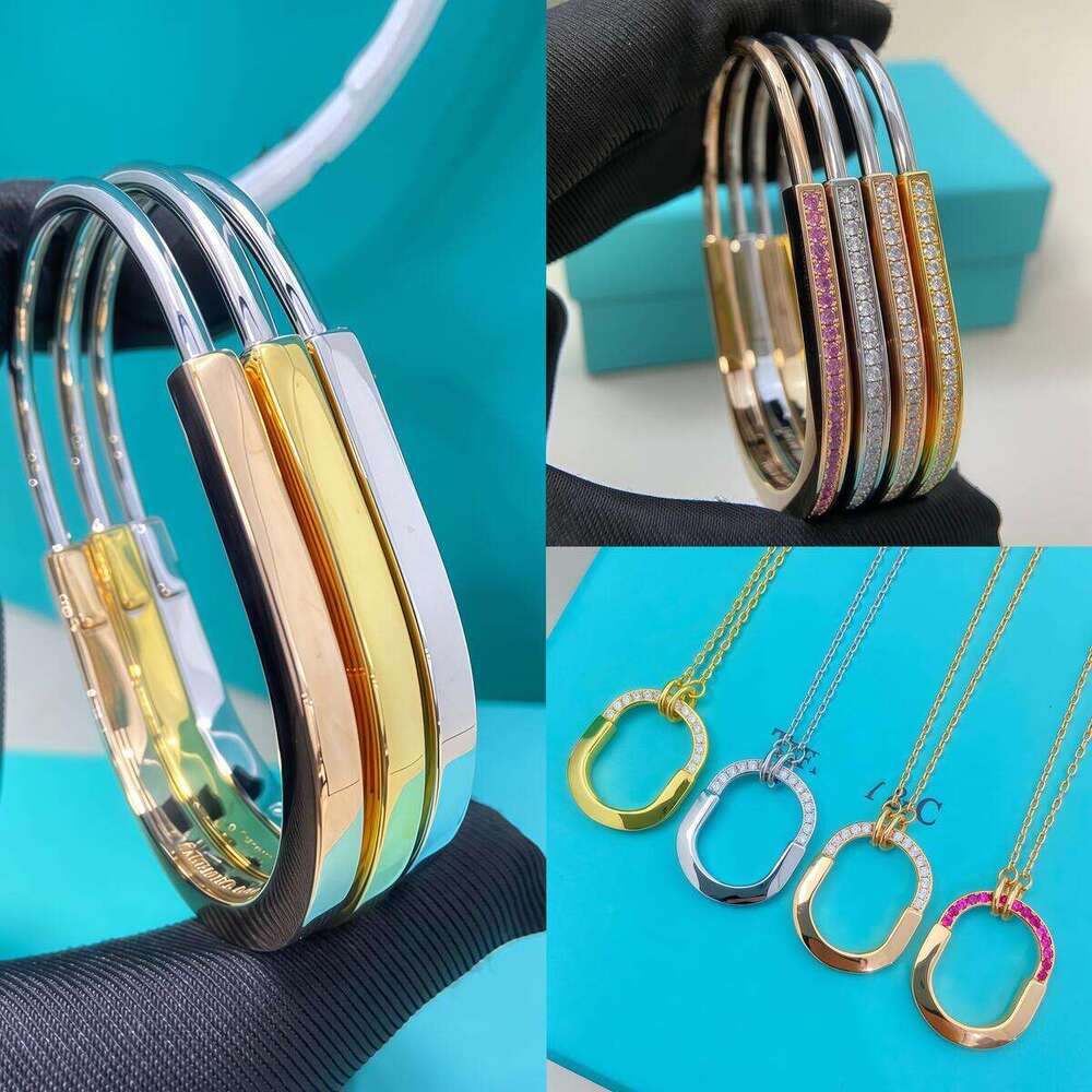 High-quality women's oval zircon jewelry set gold-plated fashion stainless steel necklace and Bangle classic party gift jewelry