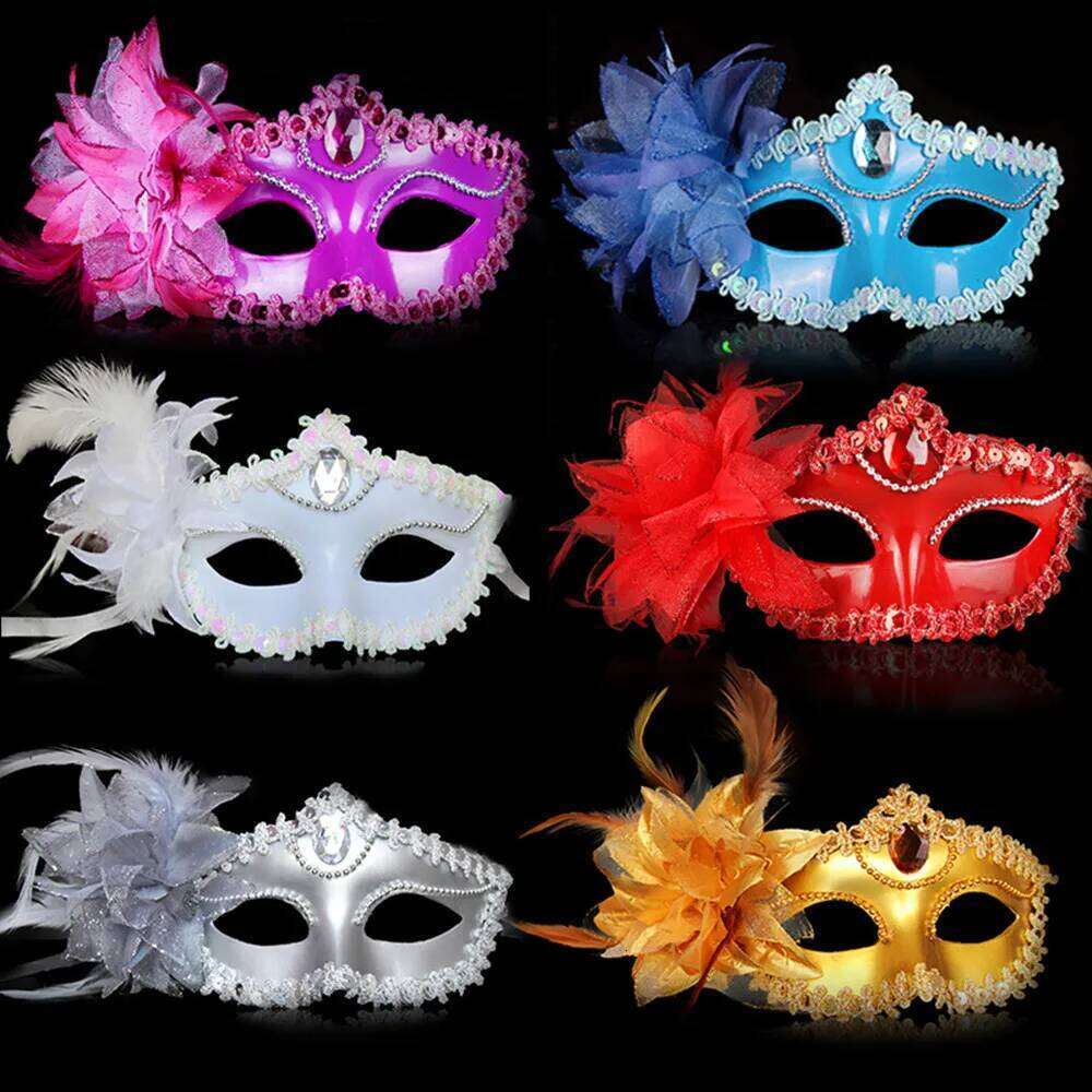 Dance Party Diamond Venetian Feather Flower Wedding Carnival Performance Costume Sexy Lady Mask Masquerade Christmas 2024 26H0110