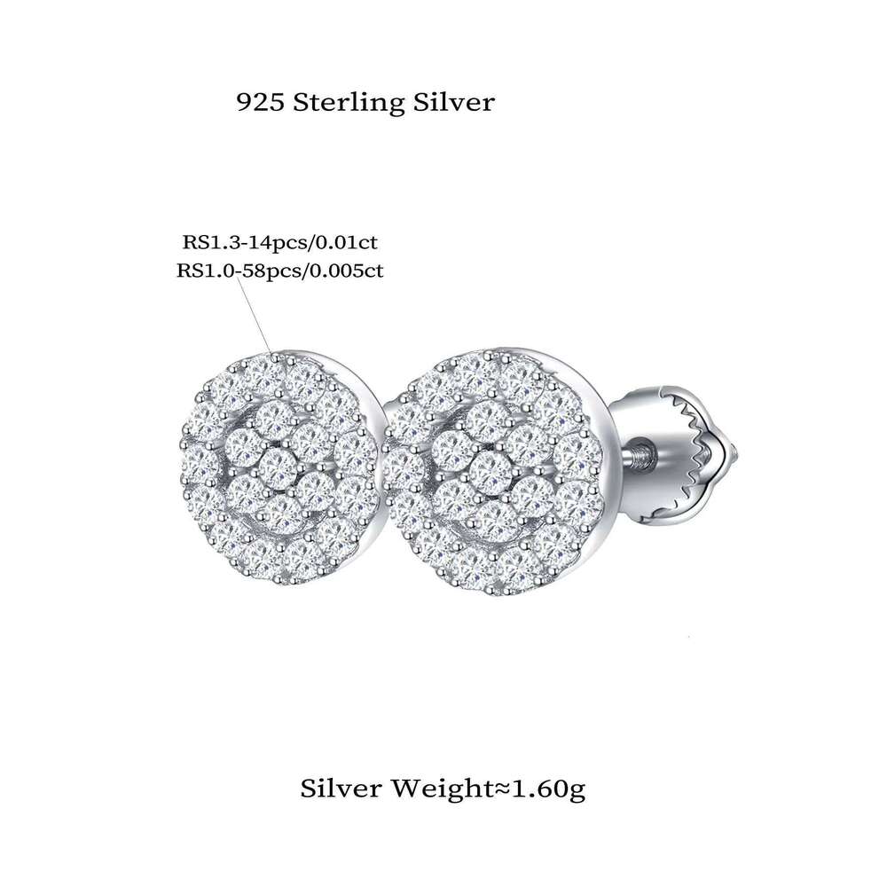 Chinese White Gold Plated 925 Sterling Silver Iced VVS Moissanite VVS Moissanite Luxury Women Men Custom Stud Earrings