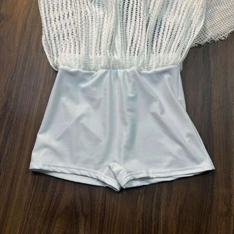 Women's Swimwear Loose Long Sleeve Swimsuit Hollow Out Pullover Crochet Knit Bathing Suit Beachwear Clothings Sun Protection