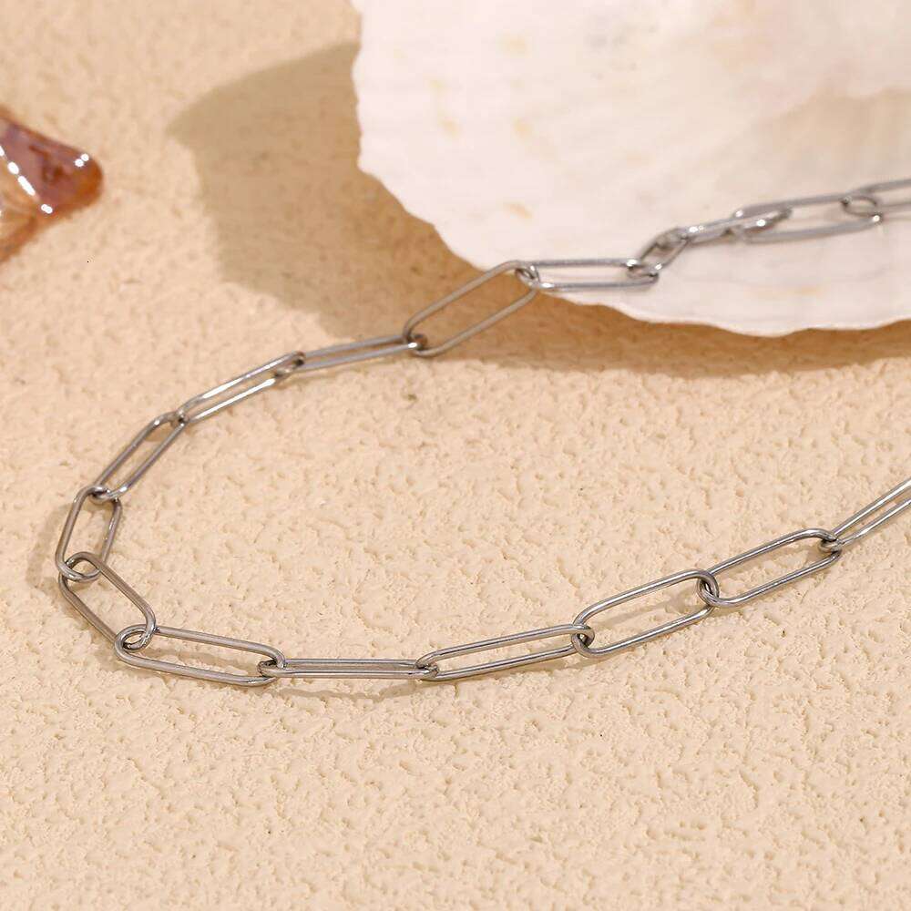 MamacitaSlay Classic Single 6mm Long Paper Clip Chain necklac 18K Gold Plated stainless steel women's jewelry accessories women XJ260110