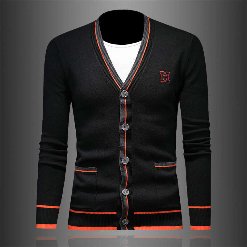 Men's Wool Cardigan European Station Autumn New Single-Breasted Sweater Jacket Outerwear Knitted V-Neck